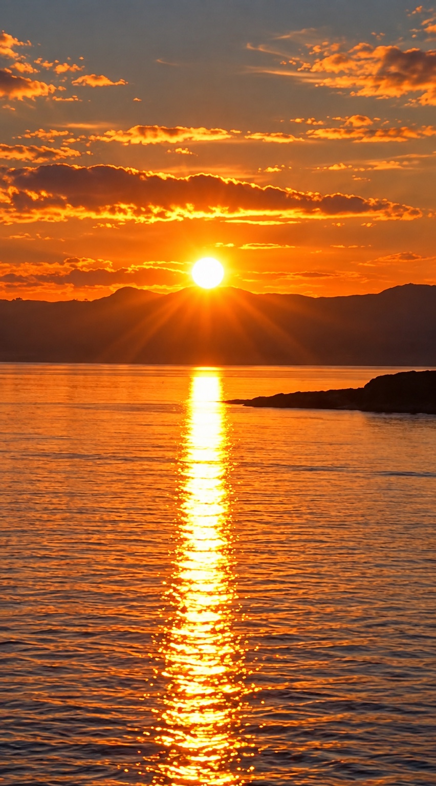Golden sunset reflected across Alaska coastal waters
